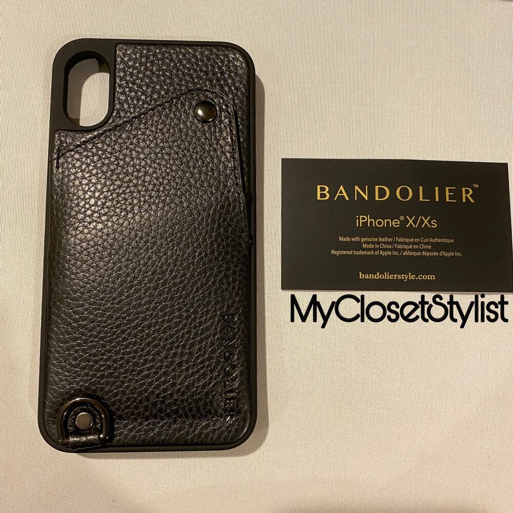 BANDOLIER Mens Black Leather Wallet Phone Case X IPHONE 10 & Xs NEW! unisex